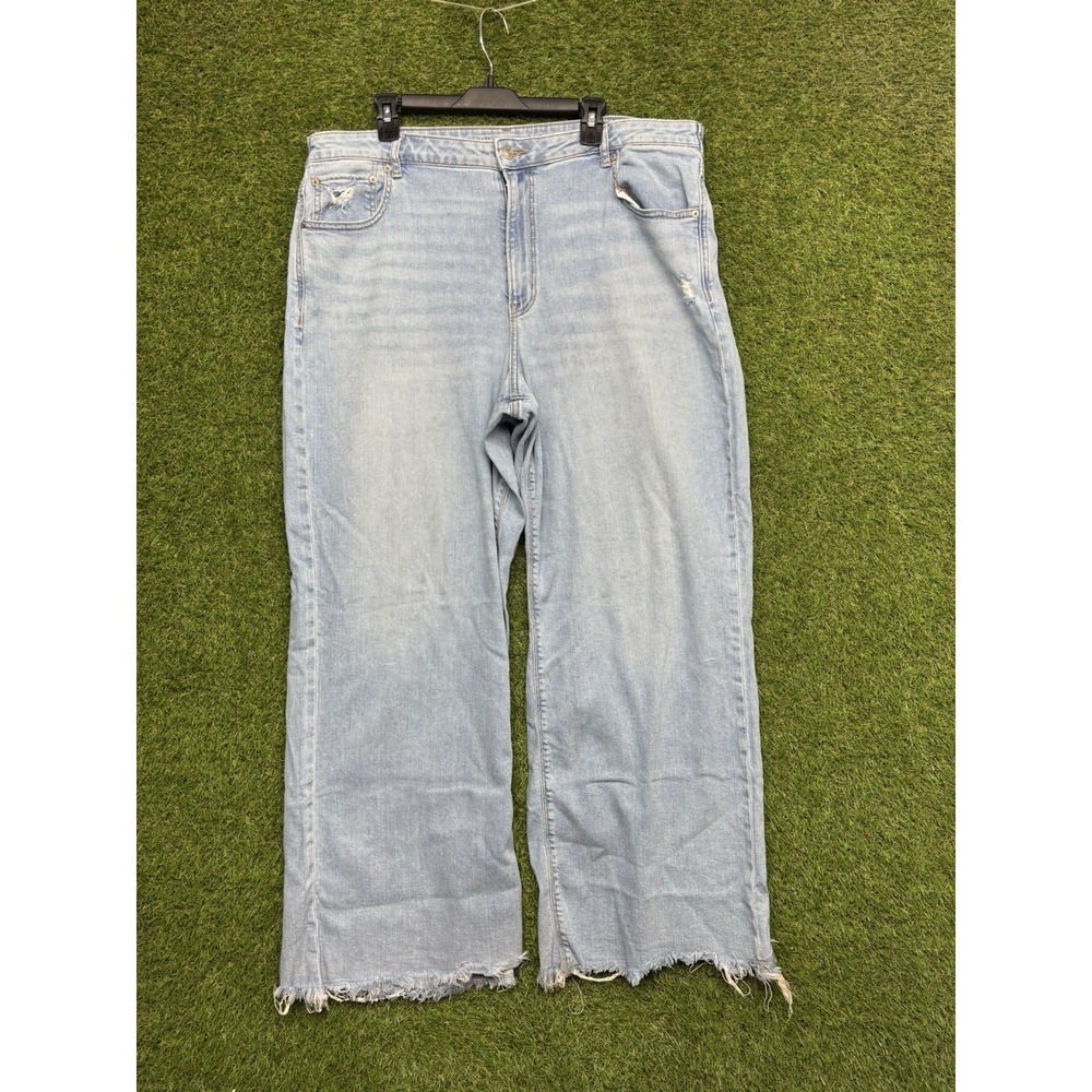 American Eagle Baggy Wide Leg Jeans Womens 18 Regular Super High Rise